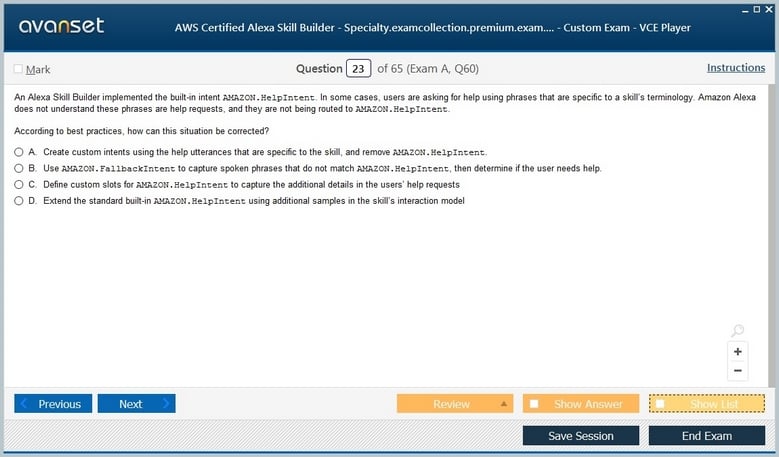 AWS Certified Alexa Skill Builder - Specialty Premium VCE Screenshot #3